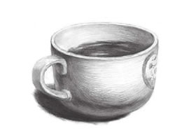 白瓷杯素描画法（二）