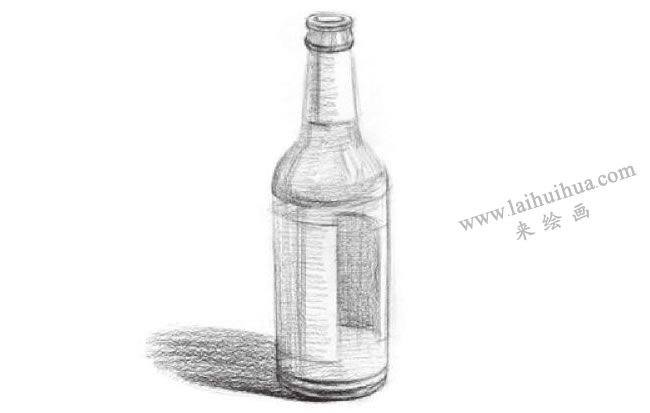 啤酒瓶素描画法步骤02