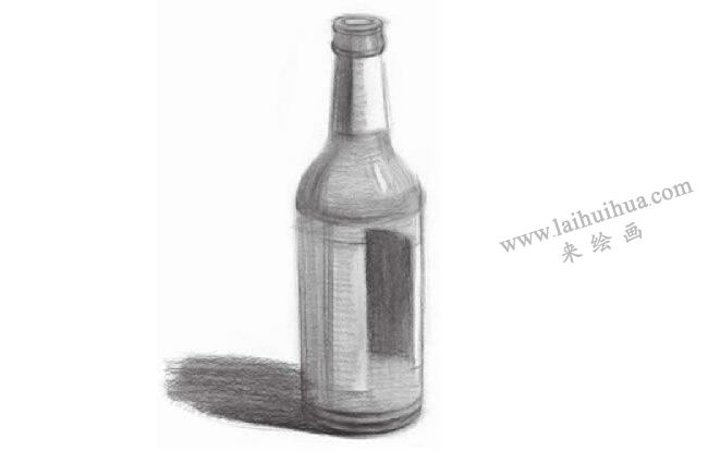 啤酒瓶素描画法步骤03