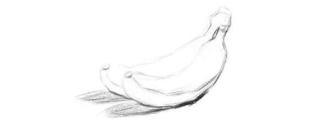 静物香蕉素描作画步骤01