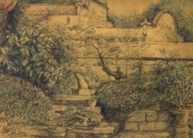 钢笔素描西递风景素描作品