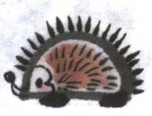 小刺猬儿童水墨画