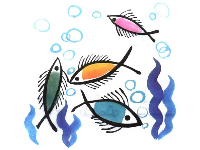 小鱼儿童水墨画法