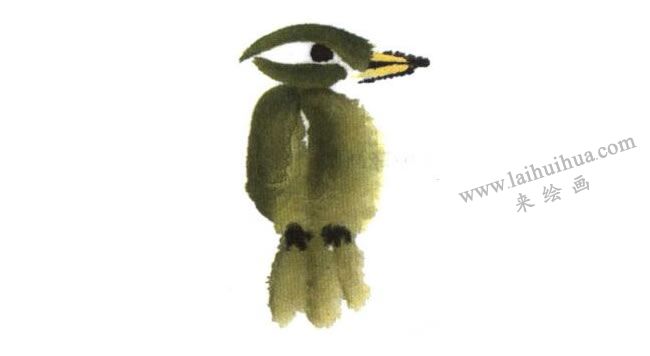 绿鸟儿童水墨画