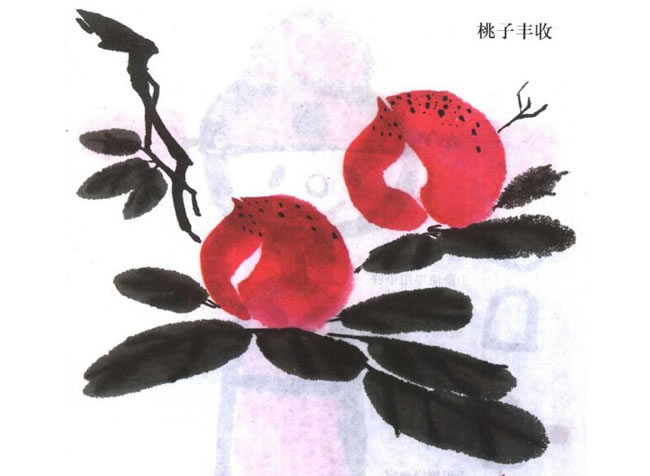 桃子儿童水墨画法