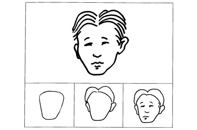 大人正面五官的儿童画法