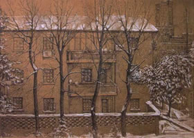《武汉的雪景》风景素描作品