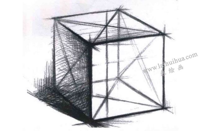   单个石膏几何形体的结构素描画法步骤05