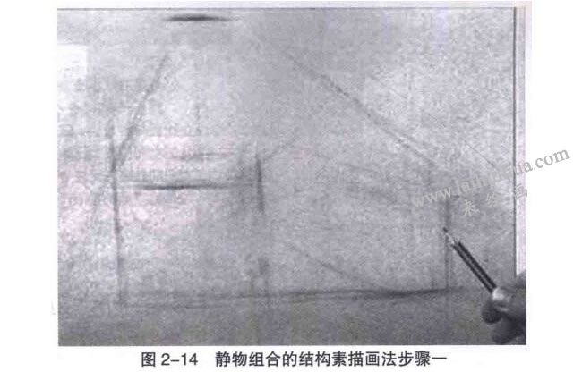 组合静物的结构素描画法步骤01