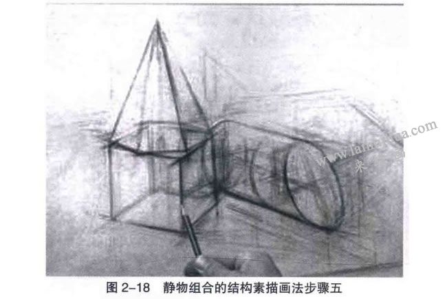 组合静物的结构素描画法步骤05