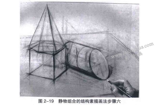 组合静物的结构素描画法步骤06