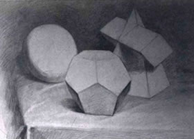 石膏几何形体的明暗素描画法