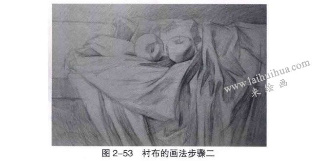 衬布类与水果组合复杂静物素描画法步骤02