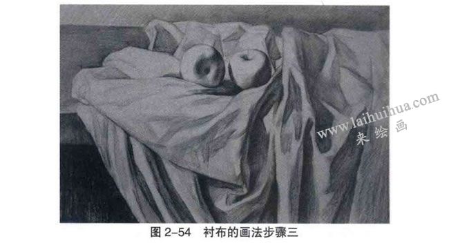 衬布类与水果组合复杂静物素描画法步骤03