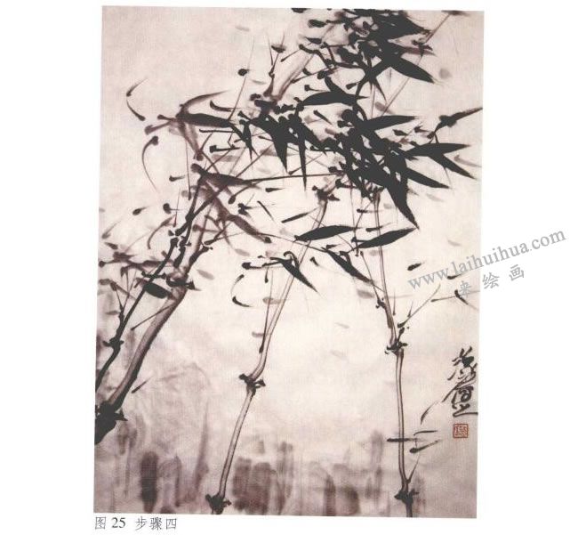 《墨竹》水墨画法步骤04