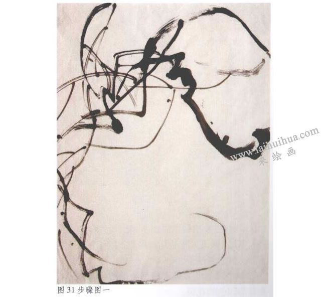 《紫藤》水墨画法步骤01