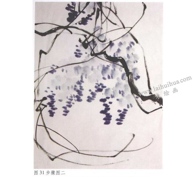 《紫藤》水墨画法步骤02