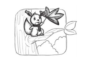 小松鼠创意素描画法步骤
