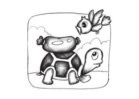乌龟与食物创意素描画法步骤