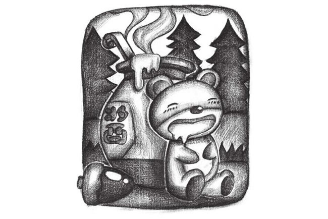 贪吃的小熊创意素描画法步骤