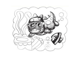 潜水的小恐龙创意素描画法