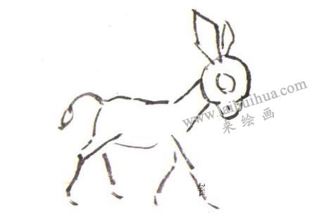毛驴水墨画步骤01