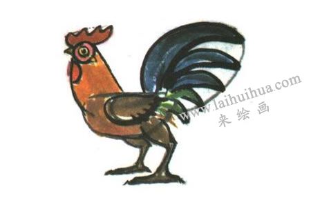 公鸡儿童水墨画法