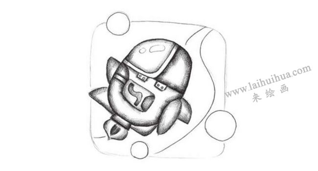宇宙飞船创意素描画法步骤03