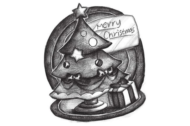 圣诞树创意素描画法