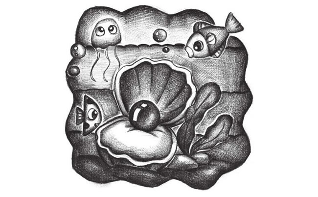珍珠贝创意素描画法
