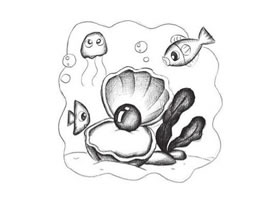 珍珠贝创意素描画法
