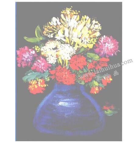 花与瓶水粉画创作步骤03