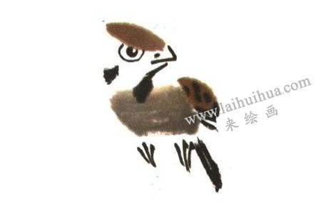 麻雀儿童水墨画法创作步骤04