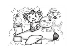 空中旅行创意素描画法步骤