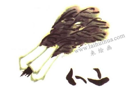 白菜儿童水墨画法创作步骤03
