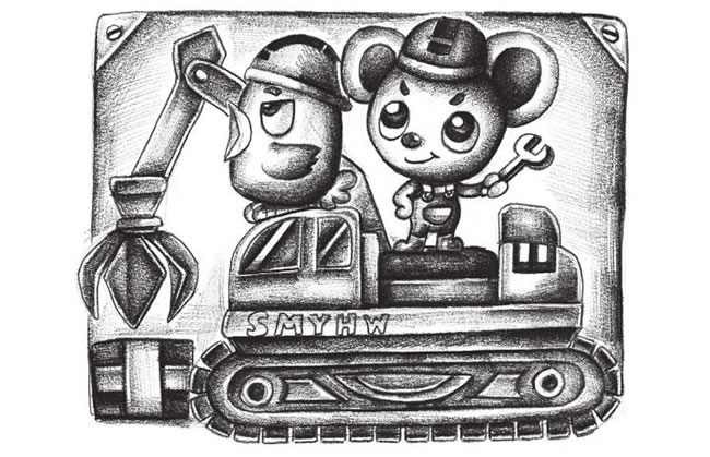 起重机创意素描画法