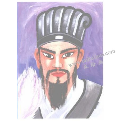 智谋军师诸葛亮水粉画创作步骤03