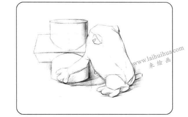 青蛙与石膏组合体儿童创意素描画法步骤01