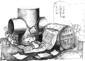 手纸盒与石膏组合体儿童创意素描画法