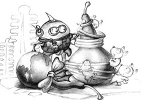 一对小葫芦儿童创意素描画法