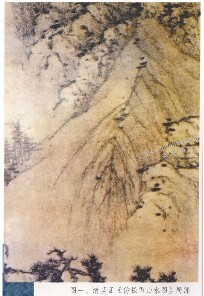 蓝孟《仿松雪山水图》局部