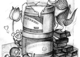 两盒广告色儿童创意素描画法