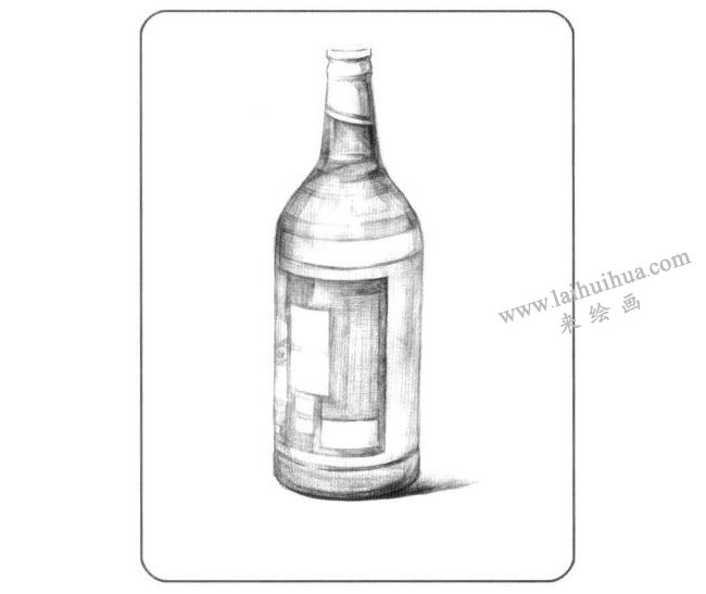 啤酒瓶儿童创意素描画法步骤02