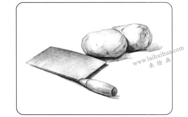 菜刀与土豆儿童创意素描画法步骤02