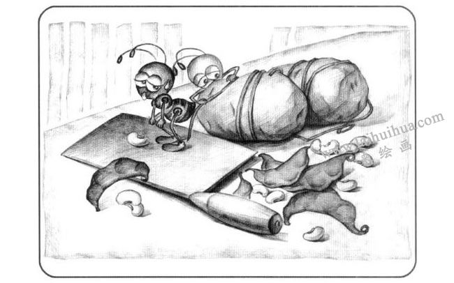 菜刀与土豆儿童创意素描画法步骤04