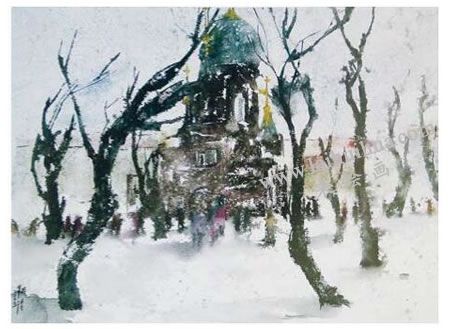 水彩画逆锋用笔技法范画