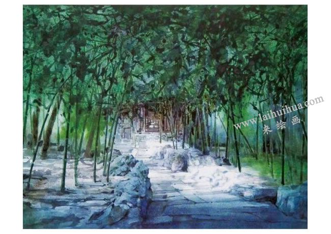 水彩画乱锋用笔技法范画