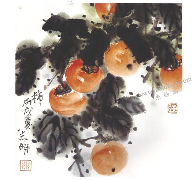柿子国画法步骤05