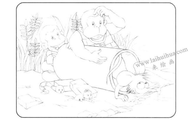 放倒的圆柱体儿童创意素描画法步骤02