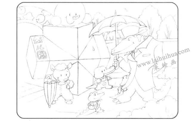 两个长方体组合儿童创意素描画法步骤02